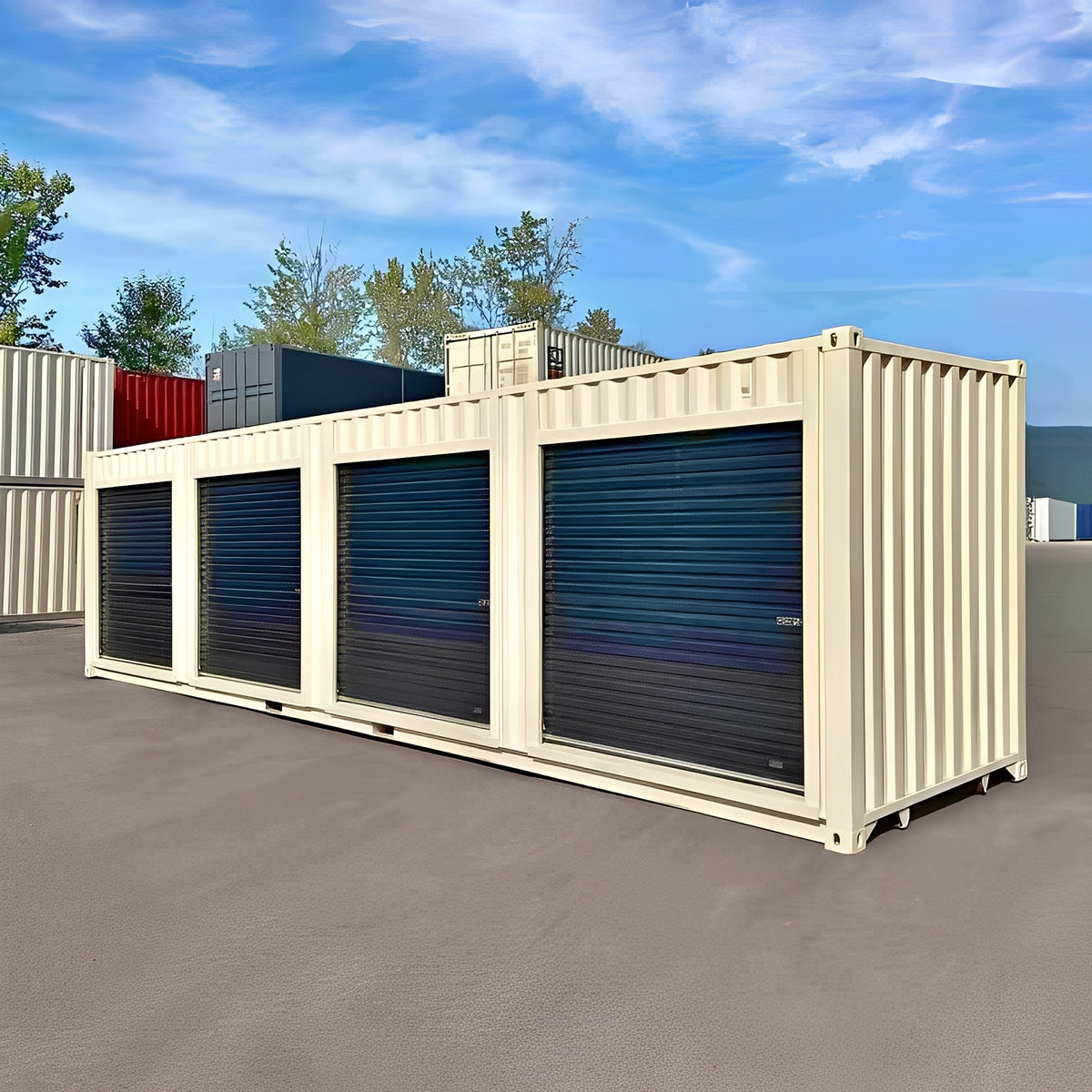 40ft High Cube Shipping Container With 4 Roll-Up Doors — 40ft High Cube Shipping Container With 4 Roll Up Doors