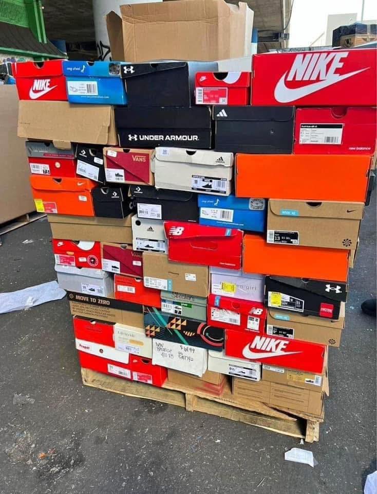 Pallet of sneakers